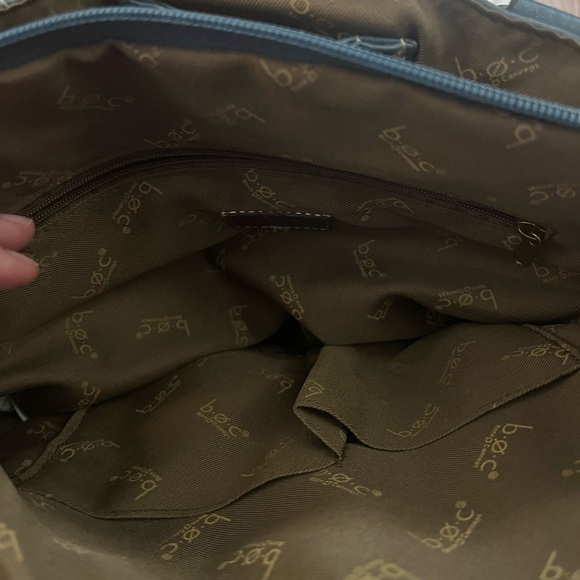 b.o.c Born Concepts Blue Multi-compartment Shoulder Bag Purse Zippers Snap - Picture 10 of 16